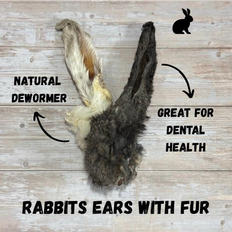 Natural Hairy Rabbit Ears - dogs from 12 weeks